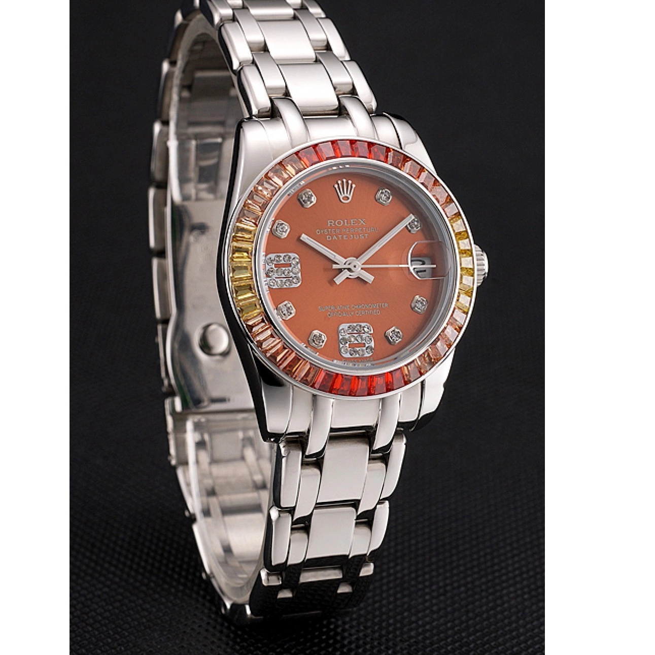 Good copy rolex watches Steel Rolex Datejust 39 Pearlmaster And Stainless Cognac Bracelet Case Dial 0626